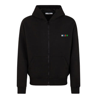 Msgm Felpa Nera Con Zip E Cappuccio S6MSJBZH238