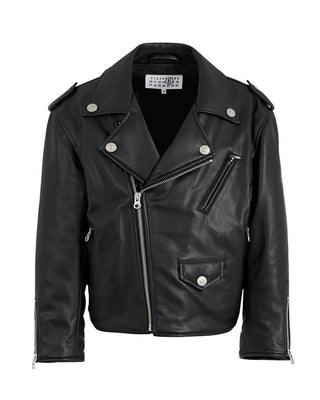 Maison Margiela Giubbino biker nero in similpelle M60835-MM01Y