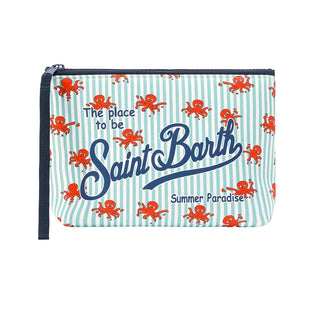 Mc2 Saint Barth Pochette Aline In Scuba A Righe Verdi Con Stampa Polipetti ALIN001/00391L