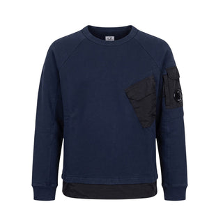 C.P. Company Felpa Girocollo Blu In Cotone Per Bambino 09CKSS043C