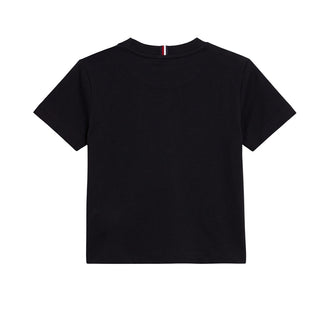 Tommy Hilfiger T-shirt Nera Con Bandiera Ricamata KB0KB10652-BDS Per Neonato