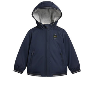 Blauer Giubbino Antivento In Nylon Con Cappuccio 25SBBKC01452