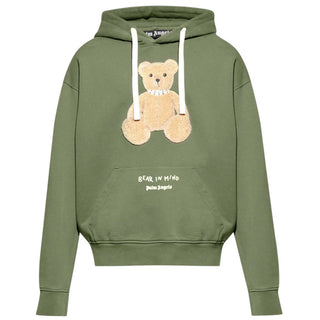 Palm Angels Felpa verde con cappuccio e Bear On My Mind PMBB17DF25FLE0045860