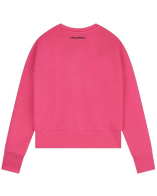 Karl Lagerfeld Felpa fucsia cropped con stampa Z30219