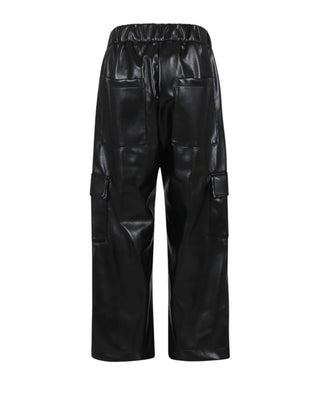 Msgm Pantaloni cargo neri in similpelle F4MSJGPA147