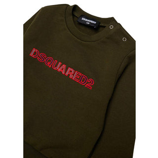 Dsquared2 Felpa Girocollo Verde DQ3510-D0AJ2-DQ558 Per Neonato