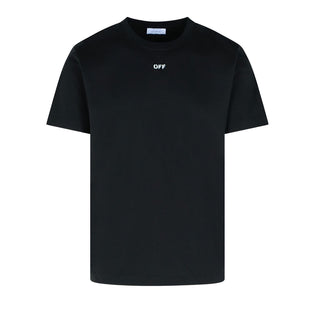 Off-White T-shirt nera in jersey con logo OMAA027F25JER0051001