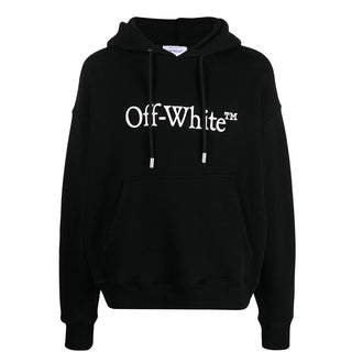 Off-White Felpa nera con cappuccio e logo OMBB085F25FLE00J1001