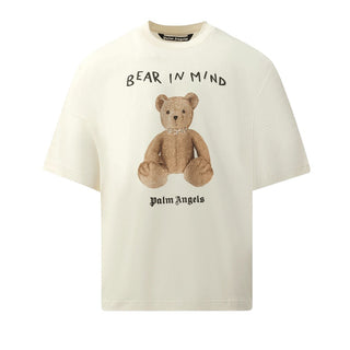 Palm Angels T-shirt avorio a maniche corte con Bear PMAA10BF25JER0040360