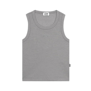 GCDS Canotta Grigia A Costine Con Logo C1GKQG571T103/909