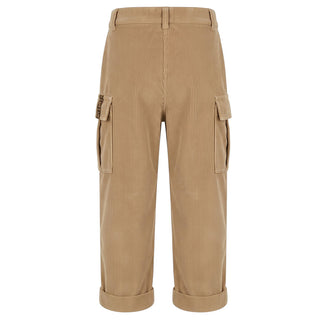 Fendi Pantaloni Cargo Beige In Velluto A Coste JMF601-AY8T-F0QU5 Per Bambino