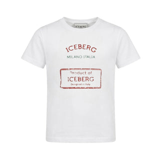 Iceberg T-shirt Bianca In Jersey Per Bambino TSICE6118BJ-V2