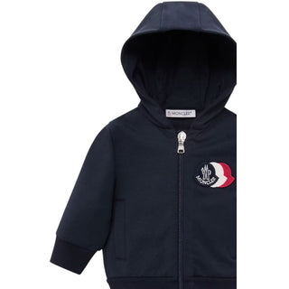 Moncler Felpa blu navy con zip e cappuccio L19518G00002/778