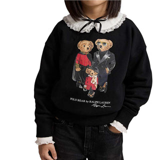 Polo Ralph Lauren Felpa Nera Con Stampa Famiglia Polo Bear 312B31542001 Per Bambina