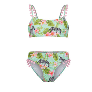 Selini Action By Eleni Balerba Bikini Verde Con Pompon Per Bambina B22-03B