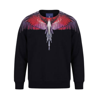 Marcelo Burlon Felpa Girocollo Nera Con Stampa F6CMJBSW027-110 Per Bambini