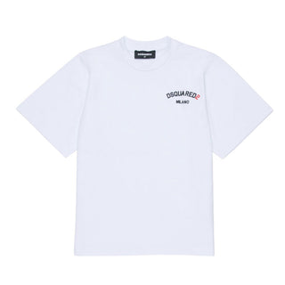 Dsquared2 T-shirt Bianca A Maniche Corte Con Logo DQ3169-D0AAP-DQ100