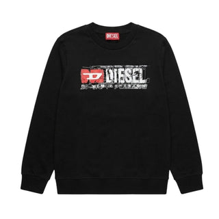 Diesel Felpa Girocollo Nera Con Logo J02973-KYAVF-K900 Per Bambini