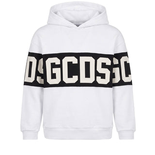 GCDS T-shirt Bianca Con Cappuccio E Logo Z0UJQE583F004/157B Per Bambini