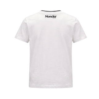 Moncler T-shirt Girocollo Bianca Con Logo L29548C00008-034 Per Bambino