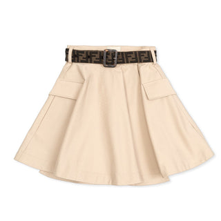 Fendi Gonna Beige In Gabardine Con Cintura Logata JFE196-AS5Y