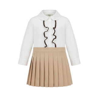 Fendi Vestina In Popeline DI Cotone E Gabardine BFB639-AS5Y-F1P2N Per Neonata