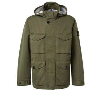 Stone Island Giacca verde in cotone Raso Gommato K1S154100064