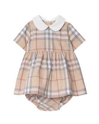 Burberry Vestina beige in popeline con pantaloncini bloomer Check 8109083