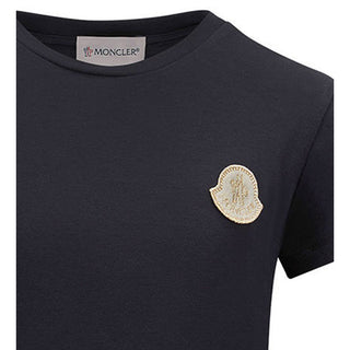 Moncler T-shirt Blu Navy Da Bambina Con Patch Logo K19548C00011-778