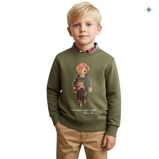 Polo Ralph Lauren Felpa Girocollo Verde Con Polo Bear 322B27294001 Per Bambino