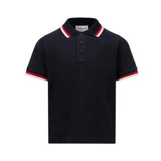 Moncler Polo Blu Navy In Piquet Da Bambino K19548A00002-778