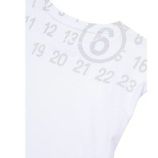 MM6 Maison Margiela T-shirt Cropped Bianca Con Numeric Logo M61017-MM02Y-M6100
