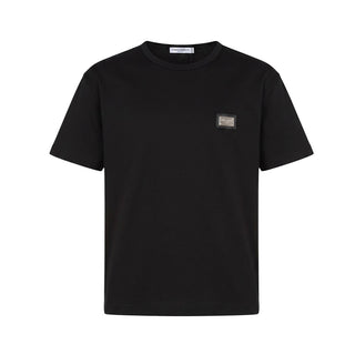 Dolce & Gabbana T-shirt Girocollo Nera Con Logo L4GT7T-G7P1T Per Bambini