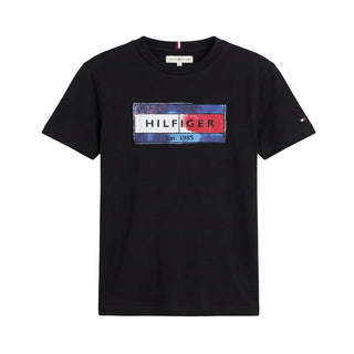 Tommy Hilfiger T-shirt Nera Con Stampa KB0KB10769-BDSJ Per Bambino