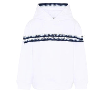 Lanvin Felpa Bianca Con Cappuccio E Logo N30369/N48