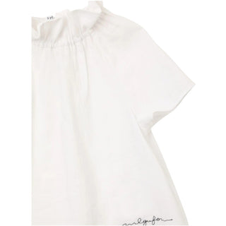 Il Gufo Camicia bianca a maniche corte con ricamo P25CC107R0004