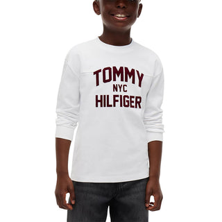 Tommy Hilfiger T-shirt Bianca A Maniche Lunghe KB0KB10642-YBRJ Per Bambini