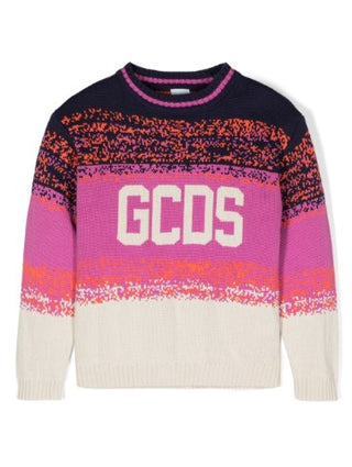 GCDS Crewneck Sweater with Inlaid Logo DNW006