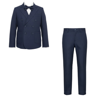 Emanuel Pris Abito Cerimonia Elegante In Misto Lino Blu Da Bambino ESM0007LINR