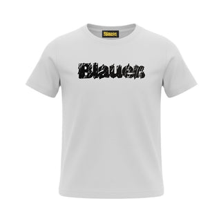 Blauer T-shirt Bianca Con Stampa Per Bambino 26SBLKH02513-127