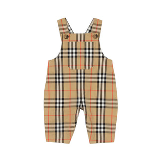 Burberry Salopette In Cotone Check Con Body E Cappellino 8117965 Per Neonato