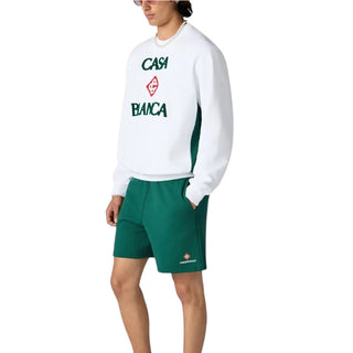 Casa Blanca Felpa Bianca Con Logo A Diamante Ricamato M-PF26-JTP-293-03 Per Uomo