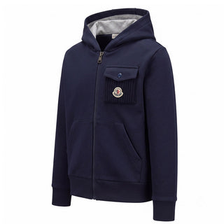 Moncler Felpa Blu Con Zip E Cappuccio L29548G00011-778 Per Bambino