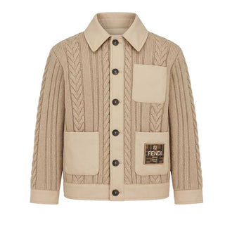 Fendi Giubbino Beige In Lana E Nylon JMA359-AY8X-F0QU5 Per Bambino