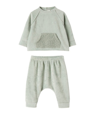 Teddy & Minou Completo in ciniglia verde da neonato I24CP054M0137