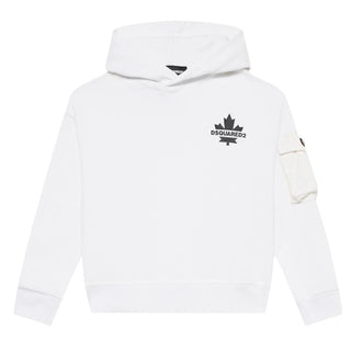 Dsquared2 Felpa Bianca Con Cappuccio E Logo DQ2735-D0AC6-DQ100