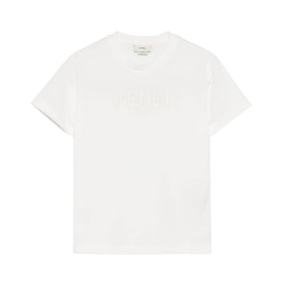 Fendi T-shirt bianca in jersey con logo frontale JUI202/7AJ