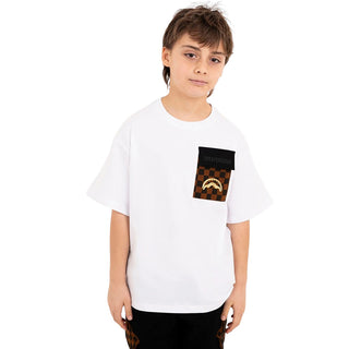 SPRAYGROUND T-shirt Bianca Con Taschino SPY1494WHT Per Bambini