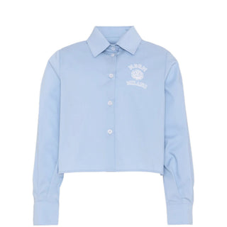 Msgm Camicia Azzurra In Popeline Con Logo S6MSJGSI026