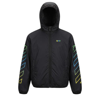 Off-White Giubbino Antivento Nero Con Cappuccio In Nylon OBEB003S24FAB0011084